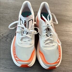 Hoka White and Orange Athletic Shoes